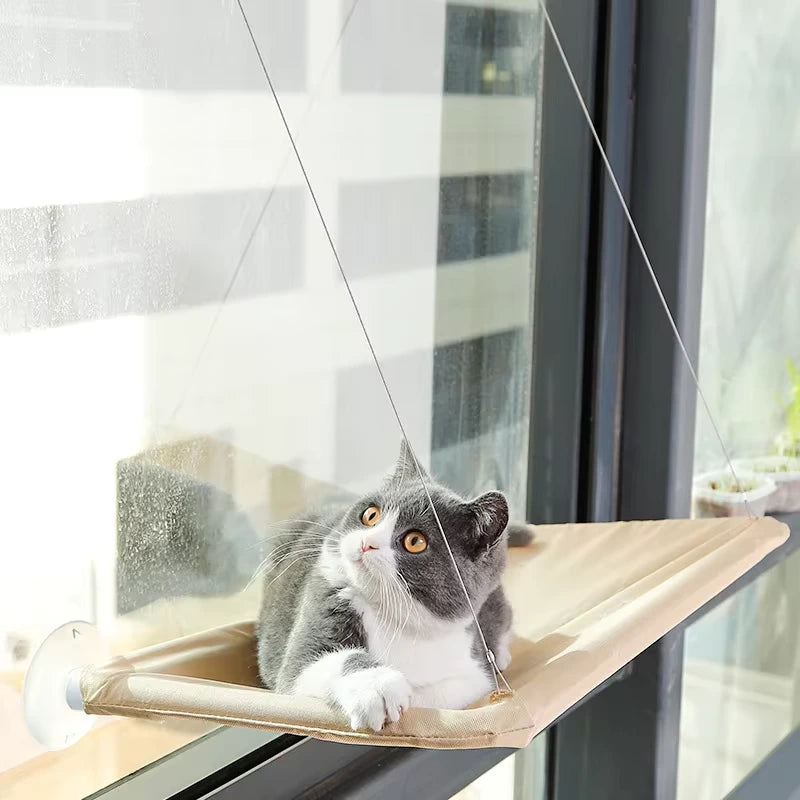 Window-Mounted Cat Hammock Bed – Hanging Pet Seat with Suction Cups, Washable Cover, Holds Up to 20kg